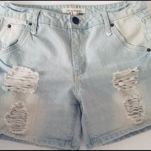 Light-Colored Denim Distressed Shorts